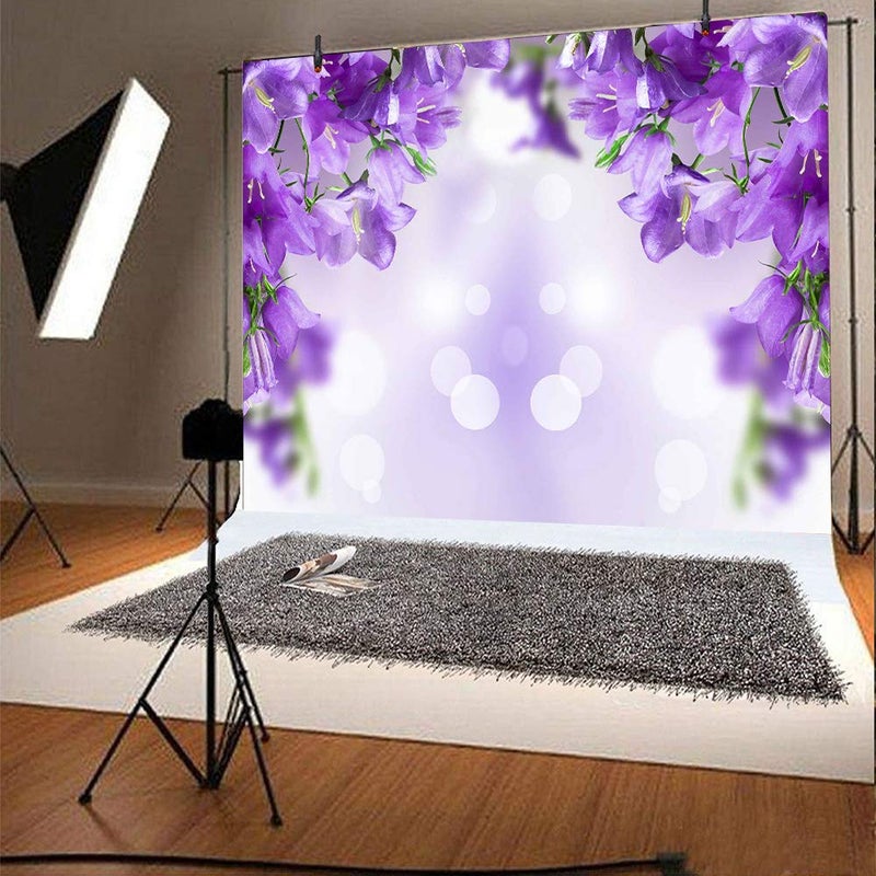 FHZON 10x7ft Purple Flower Photography Backdrop Bokeh Blur Background Themed Party YouTube Backdrop Photo Booth Studio Props FH1393 - Image 3